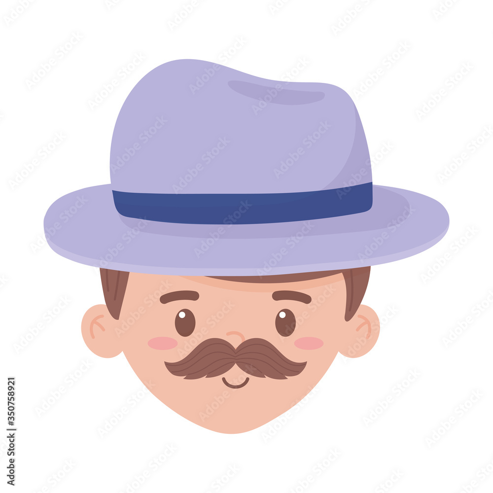 Avatar man cartoon with mustache and hat vector design