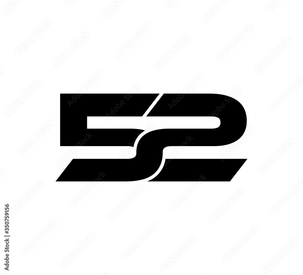 Initial 2 numbers Logo Modern Simple Black 52 Initial 2 numbers Logo Modern Simple Black 52