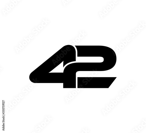 Initial 2 numbers Logo Modern Simple Black 42