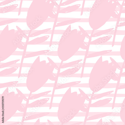 Abstract pink bluebell flowers seamless pattern. Floral endless wallpaper.