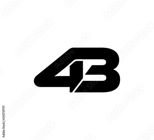 Initial 2 numbers Logo Modern Simple Black 43