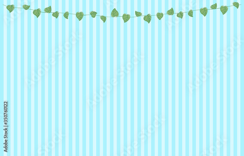 植物の飾り罫と青ストライプの背景フレーム