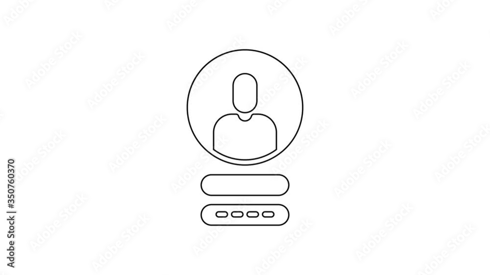 Black line Create account screen icon isolated on white background. 4K Video motion graphic animation Black line Create account screen icon isolated on white background. 4K Video motion graphic animation