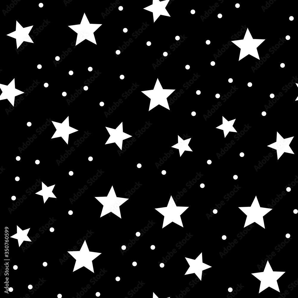 Stars and dots seamless pattern. Sky background texture with circle and star icons. Stars and dots seamless pattern. Sky background texture with circle and star icons.