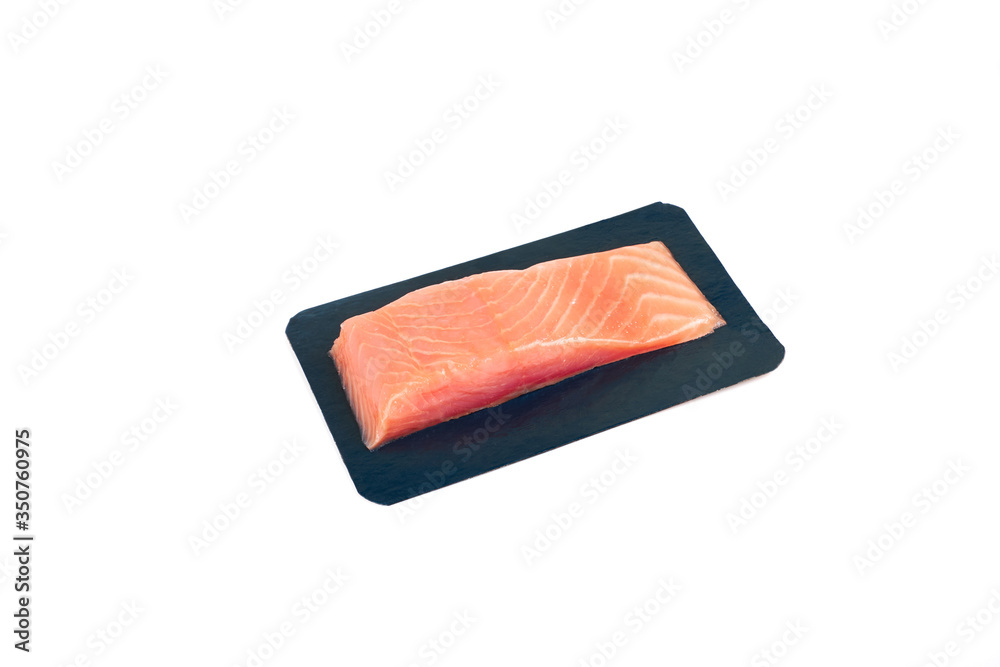 fillet of red fish in vacuum packing. Isolated on white fillet of red fish in vacuum packing. Isolated on white