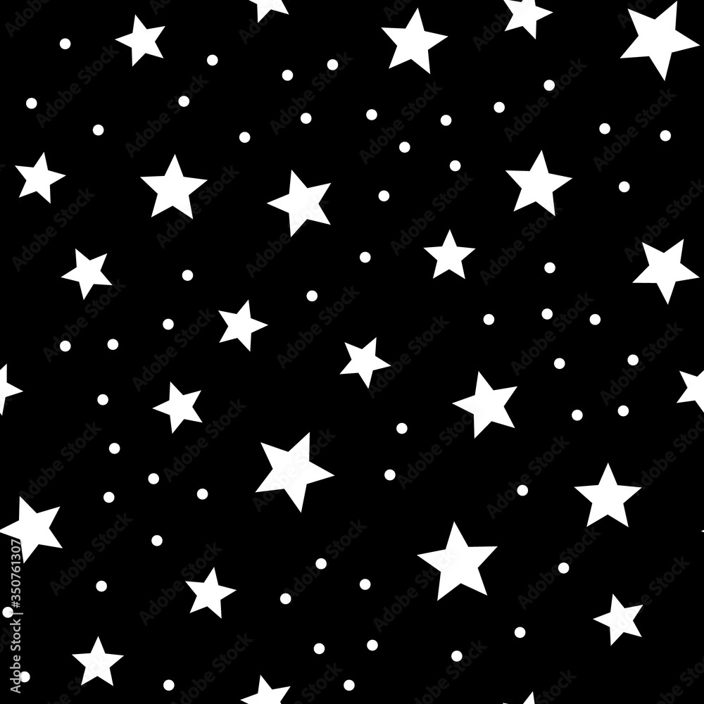 Stars and dots seamless pattern. Sky background texture with circle and star icons. Stars and dots seamless pattern. Sky background texture with circle and star icons.