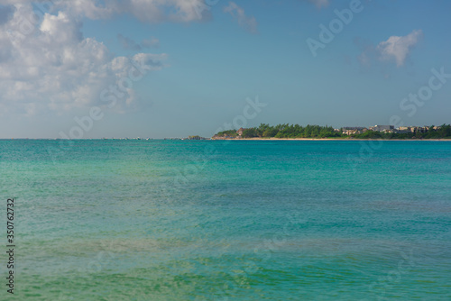 Sea shore on the Caribbean beach in the Area Hoteleria in Cancun.