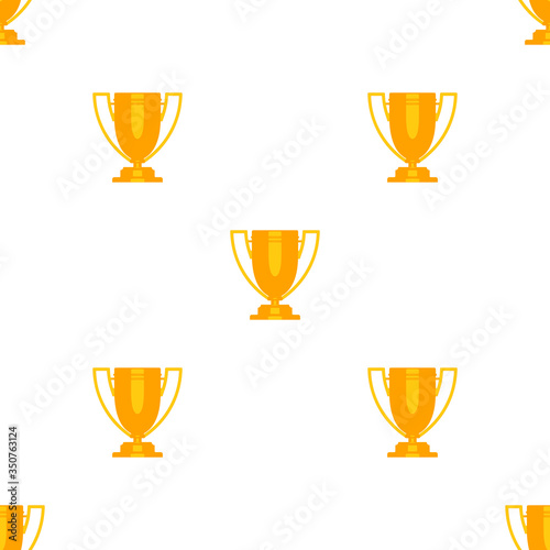 Golden trophy cup seamless pattern.