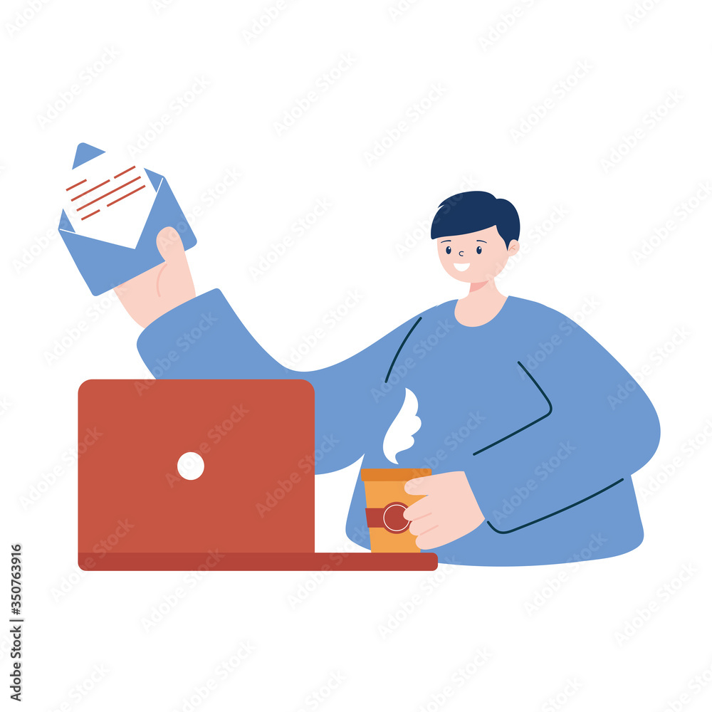 Man with laptop and envelope vector design Man with laptop and envelope vector design