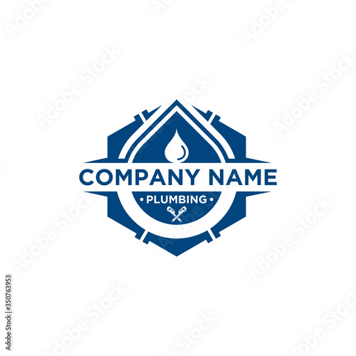 Plumbing logo template with retro or vintage style, vector illustration