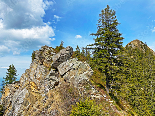 Rocks and stones in the Swiss mountain range of Pilatus and in the Emmental Alps, Alpnach - Canton of Obwalden, Switzerland (Kanton Obwalden, Schweiz) photo