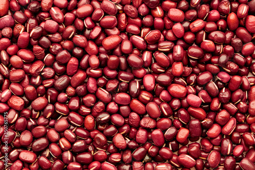 Top view macro photo of small red beans photo