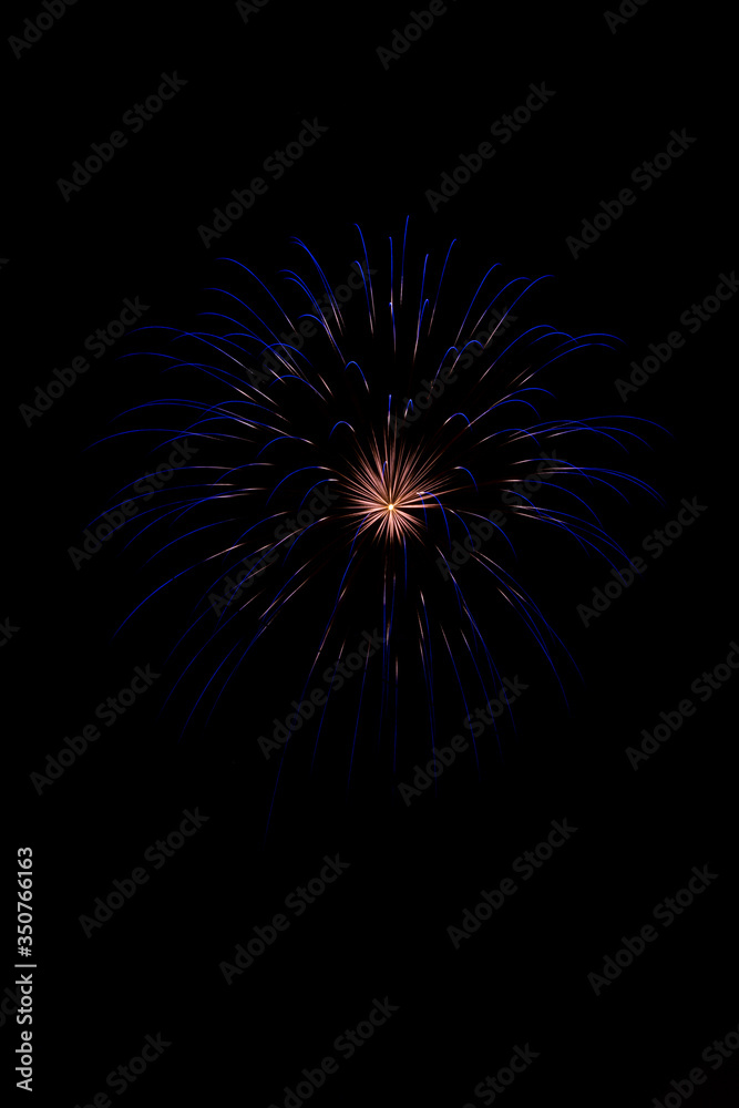 Explosive colorful fireworks display celebrating the fourth of July holiday leaving room for copy..
