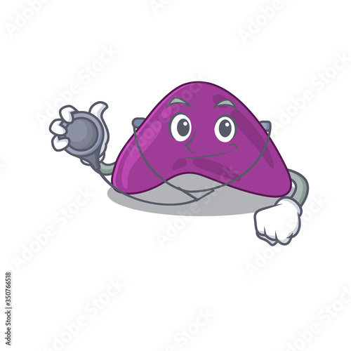 Smiley doctor cartoon character of adrenal with tools