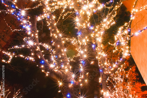 クリスマスのイルミネーションと夜景のイメージ
