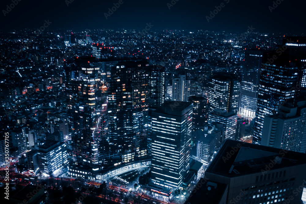 Obraz premium 東京都庁から見える高層ビル群の夜景