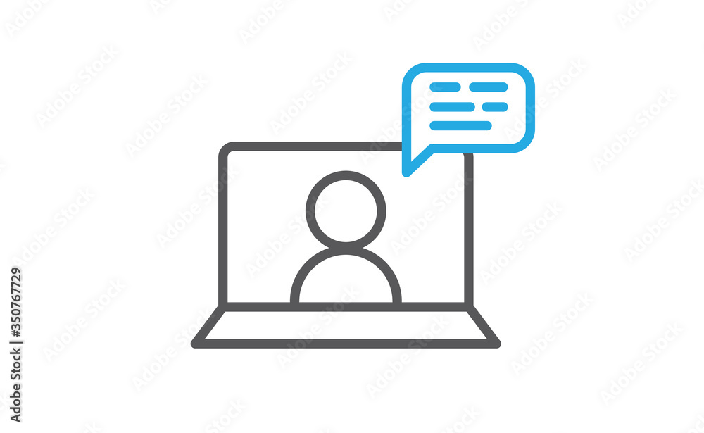 Video conference icon. Teleconference with people on computer screen. Home office in quarantine. Digital talk. Internet teaching media communication. Video conference icon. Teleconference with people on computer screen. Home office in quarantine. Digital talk. Internet teaching media communication.