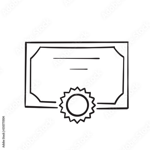 hand drawn doodle certificate icon illustration cartoon vector