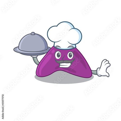 mascot design of adrenal chef serving food on tray