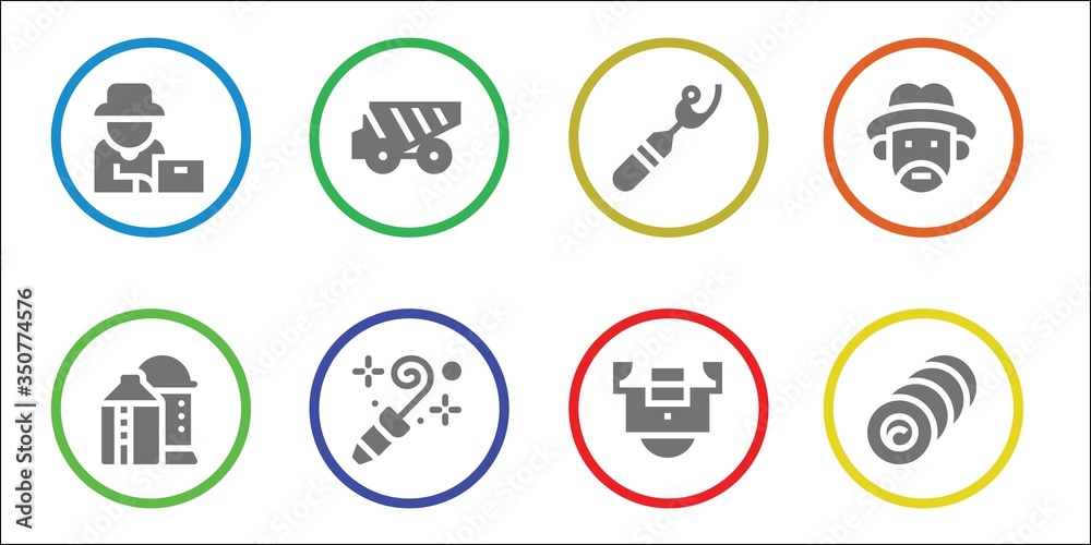 Modern Simple Set of tractor Vector filled Icons