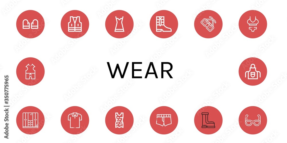 wear simple icons set wear simple icons set