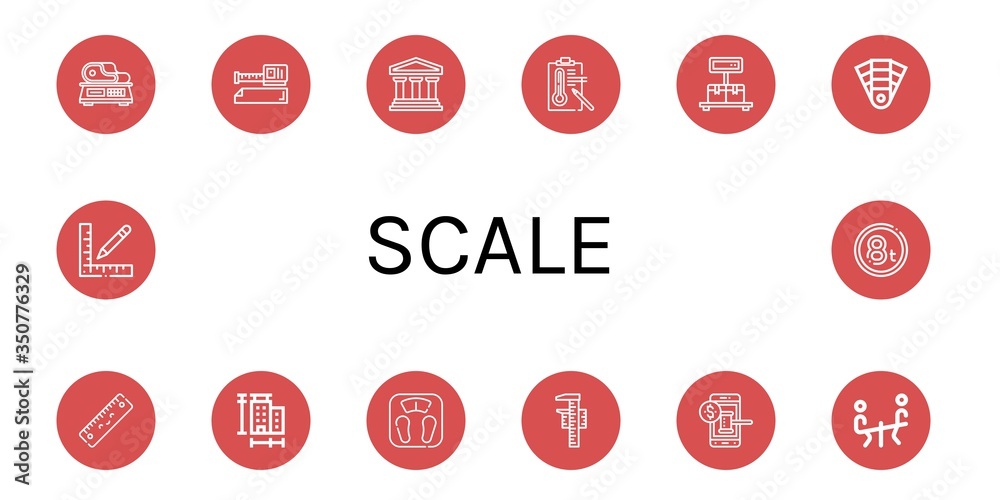 scale simple icons set