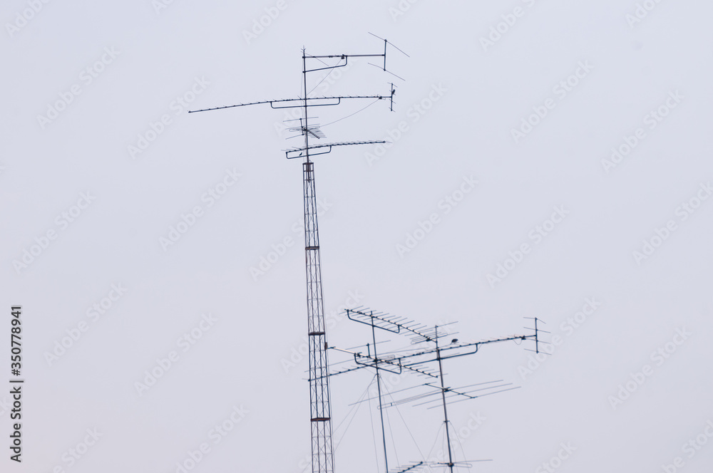 antenna on blue sky at ayutthaya thailand