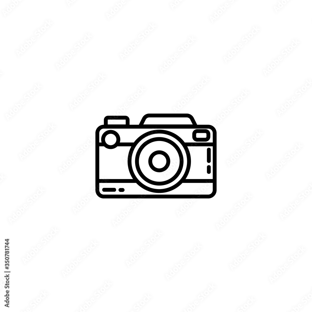 Vintage camera or retro camera flat line icon. Photo camera element vector stock isolated image on white background. Glyph pictogram for web, mobile, infographics