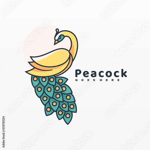 Vector Logo Illustration Peacock Simple Mascot Style