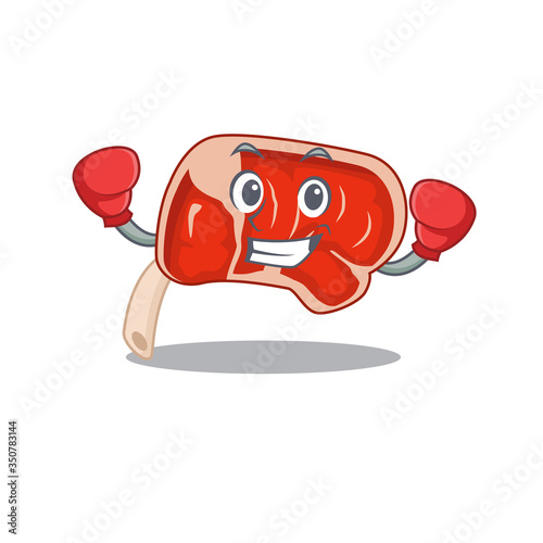 Mascot design of prime rib as a sporty boxing athlete