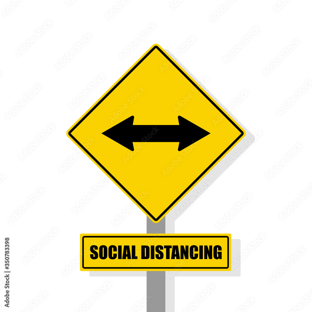 Abstract social distancing sign flat vector design isolated on white background. Distance Warning Sign COVID 19. Abstract social distancing sign flat vector design isolated on white background. Distance Warning Sign COVID 19.