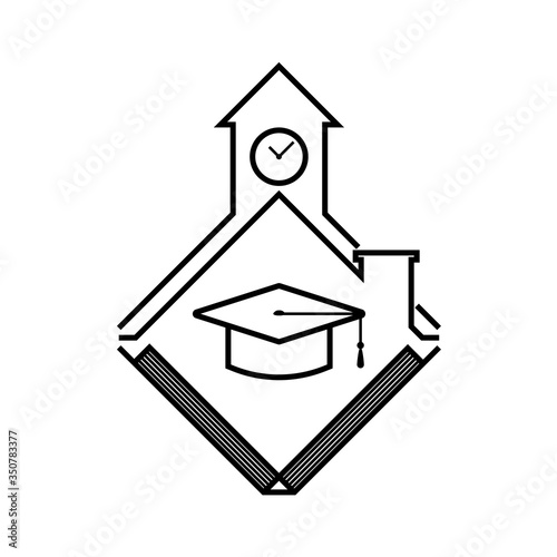 abstract learning at home or home study icon flat vector design. online education concept. isolated on white background