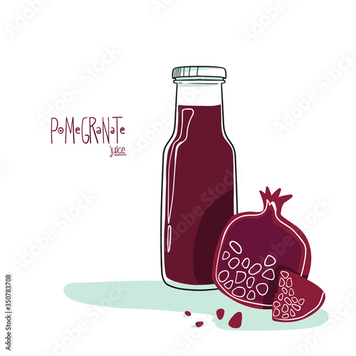Pomegranate juice in a bottle / vector illustration