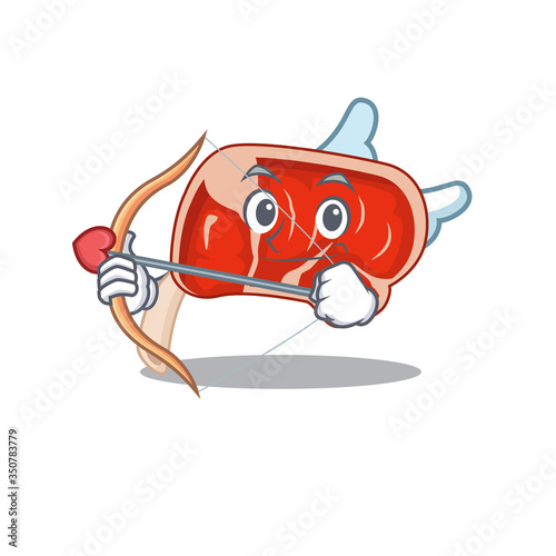 Prime rib in sweet romantic cupid cartoon drawing with arrow