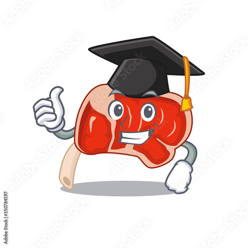 Happy proud of prime rib caricature design with hat for graduation ceremony
