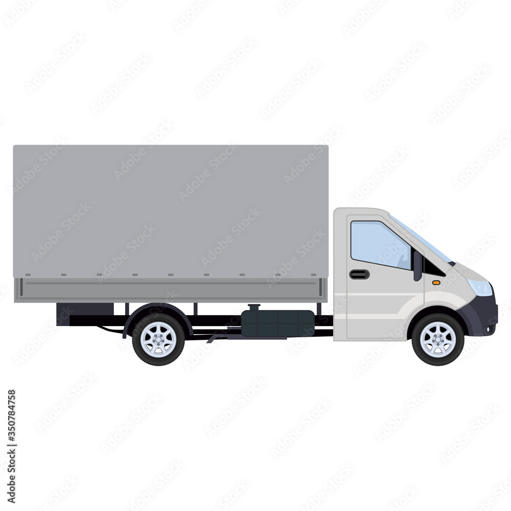 Truck, side view. Concept for delivery service, cargo transportation. Vector illustration. Truck, side view. Concept for delivery service, cargo transportation. Vector illustration.
