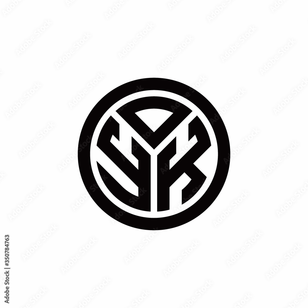 YK monogram logo with circle outline design template YK monogram logo with circle outline design template