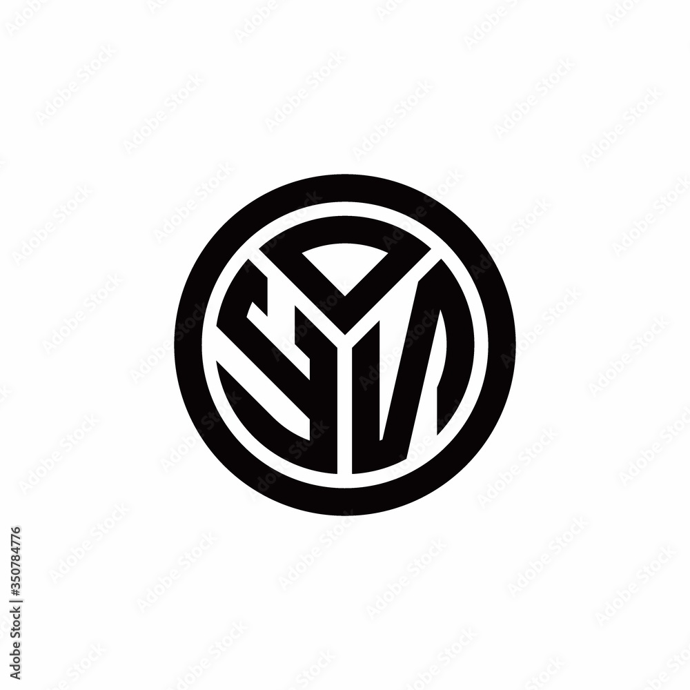 YN monogram logo with circle outline design template YN monogram logo with circle outline design template