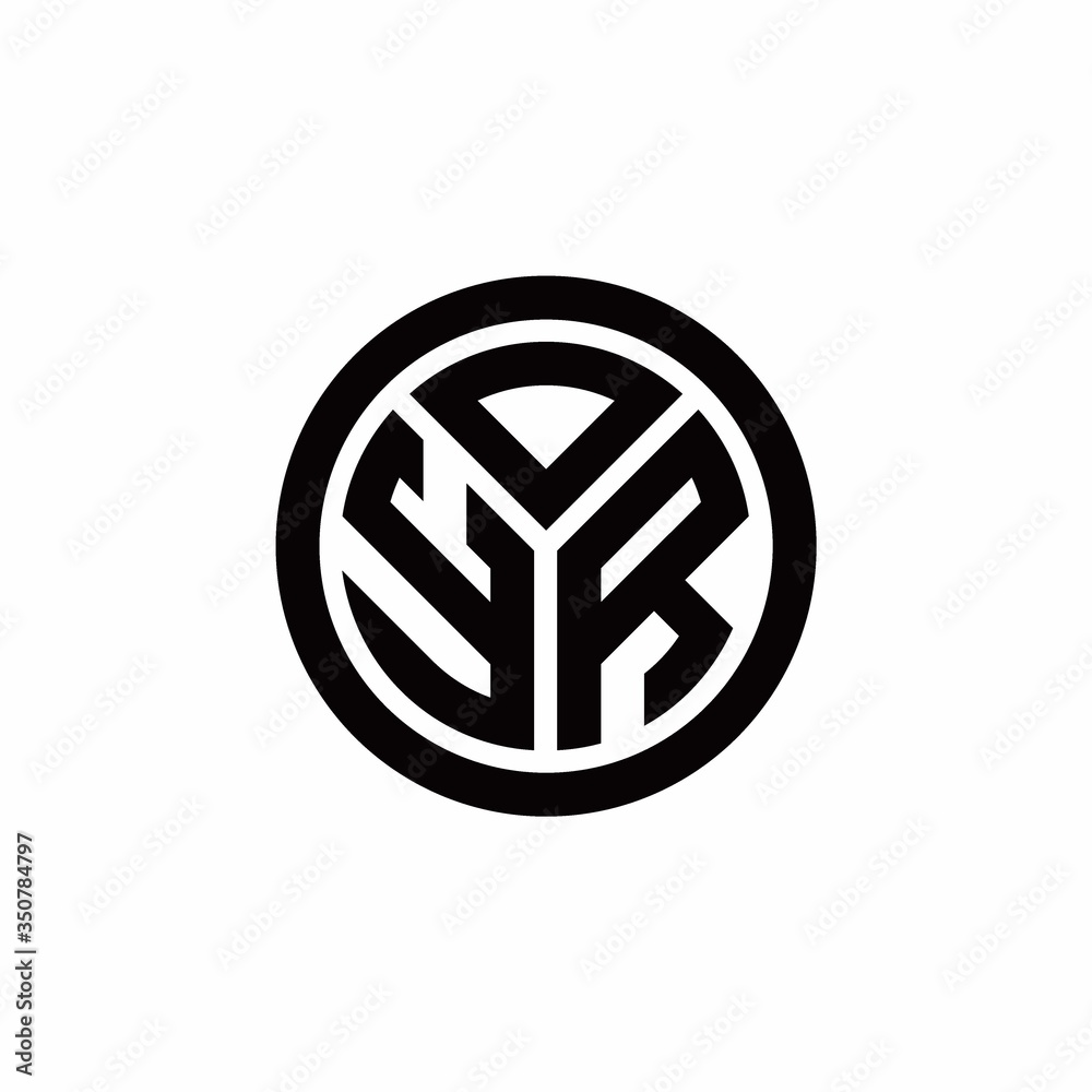 YR monogram logo with circle outline design template YR monogram logo with circle outline design template