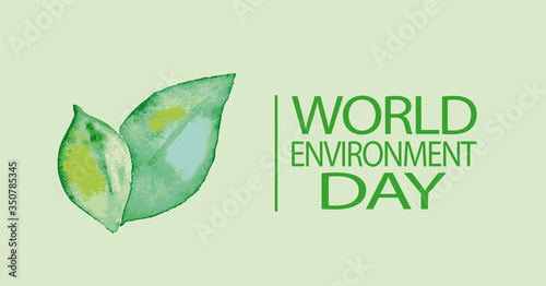 World Environment Day concept. Card with green leaves.
