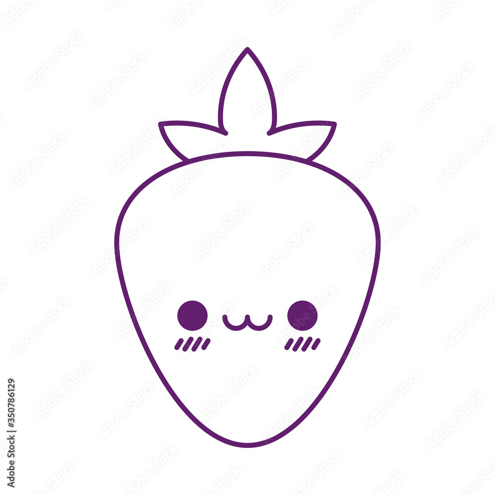 Kawaii strawberry cartoon line style icon vector design Kawaii strawberry cartoon line style icon vector design