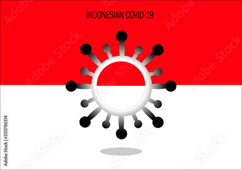 Flag with coronavirus graphics. Coronavirus symbol with a flag background. Pandemic Coronavirus 2019-nCov.