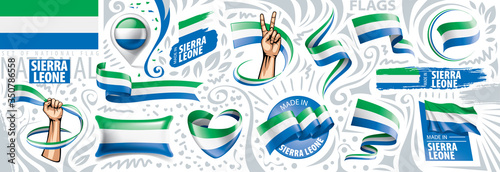 Vector set of the national flag of Sierra Leone in various creative designs photo