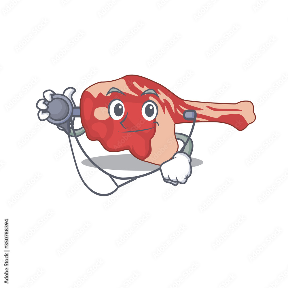 Smiley doctor cartoon character of leg of lamb with tools Smiley doctor cartoon character of leg of lamb with tools