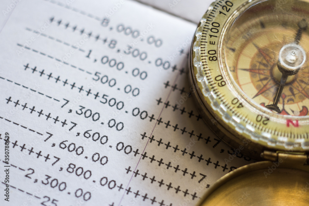 bank account. Close up financial report statement monthly book bank account passbook saving money bank account. Close up financial report statement monthly book bank account passbook saving money