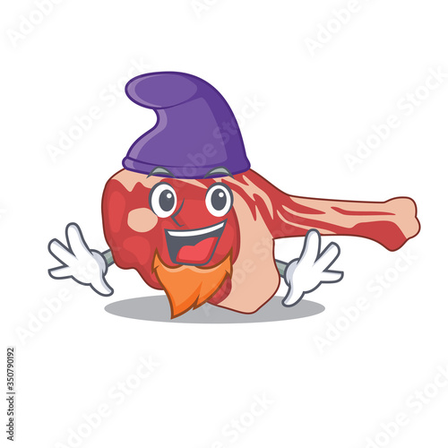 An adorable cartoon design of leg of lamb as an Elf fairytale character