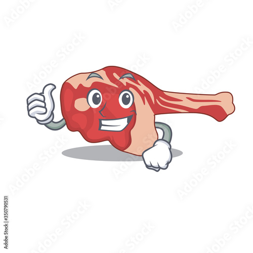 Leg of lamb cartoon character design showing OK finger