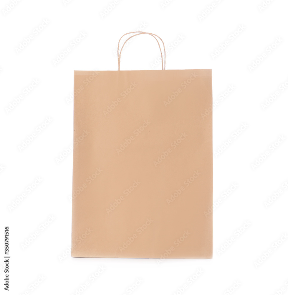 Paper shopping bag on white background