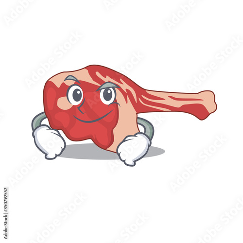 A cute arrogant caricature design of leg of lamb having confident gesture