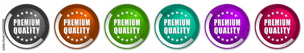 Premium quality icon set, silver metallic chrome border vector web buttons in 6 colors options for webdesign Premium quality icon set, silver metallic chrome border vector web buttons in 6 colors options for webdesign